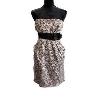 STUDIO Y Size 3/4 Pale Pink Floral Jacquard Strapless Formal Dress